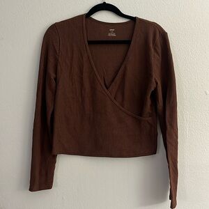 Aerie Brown Cross Shirt